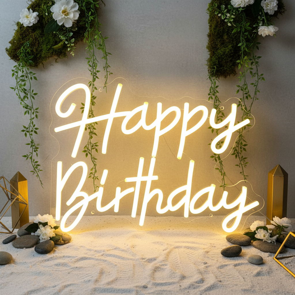 Happy Birthday Neon Sign for Party Decor