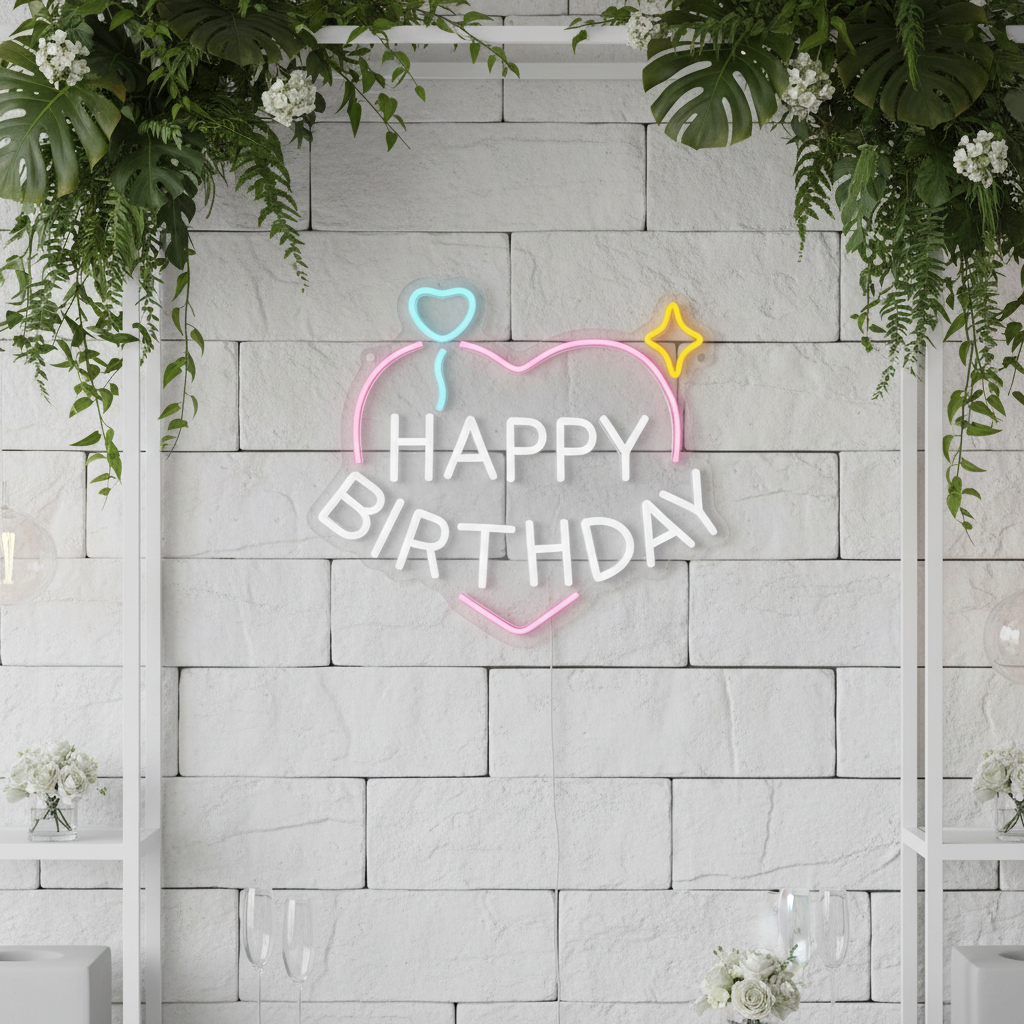 Heart Happy Birthday Neon Signs