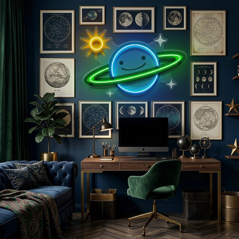 Happy Planet LED Neon Sign Light Pop Art