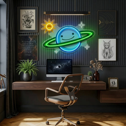 Happy Planet LED Neon Sign Light Pop Art