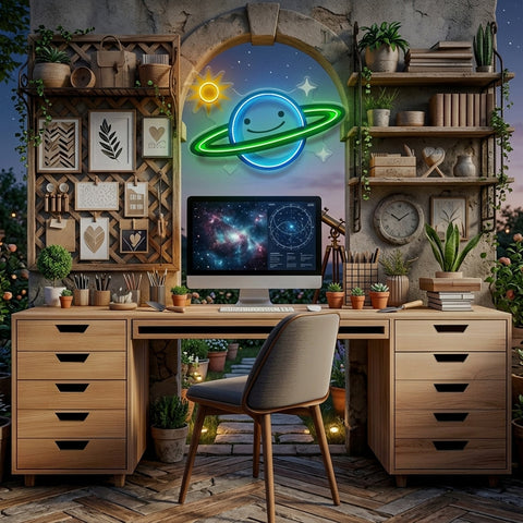 Happy Planet LED Neon Sign Light Pop Art