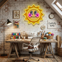 Happy Sun LED Neon Sign Light Pop Art