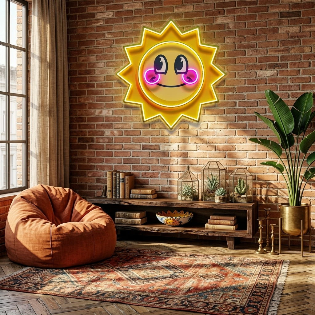 Happy Sun LED Neon Sign Light Pop Art