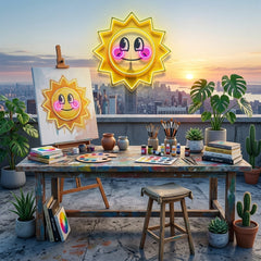 Happy Sun LED Neon Sign Light Pop Art