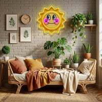 Happy Sun LED Neon Sign Light Pop Art