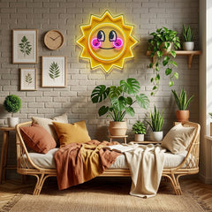 Happy Sun LED Neon Sign Light Pop Art