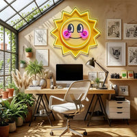 Happy Sun LED Neon Sign Light Pop Art