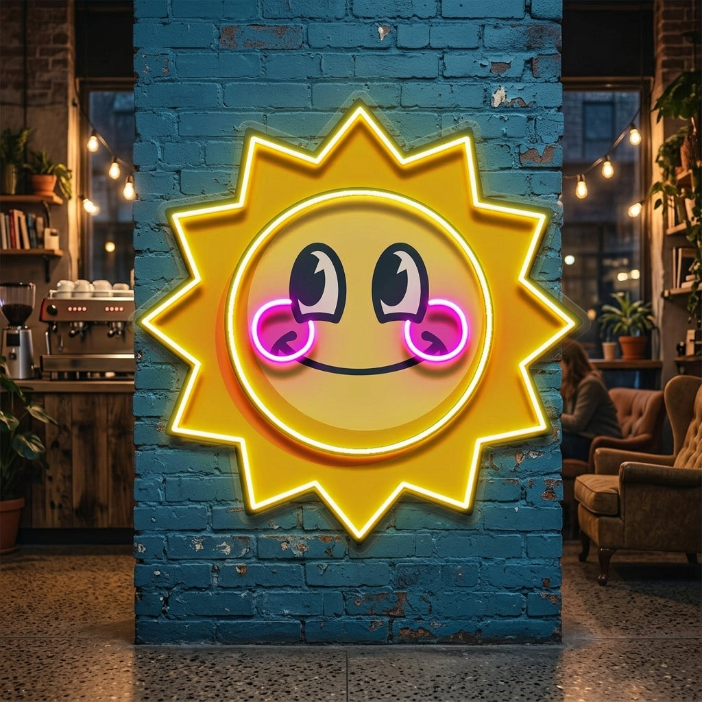 Happy Sun LED Neon Sign Light Pop Art
