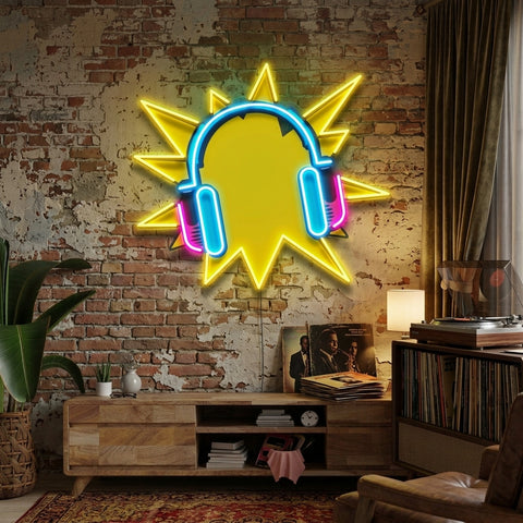 Headphone Pop Art LED Neon Sign Light Pop Art