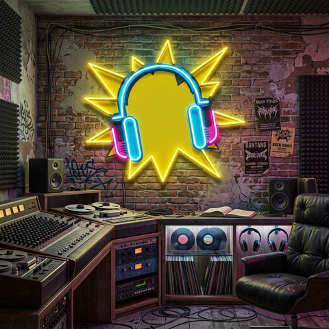 Headphone Pop Art LED Neon Sign Light Pop Art