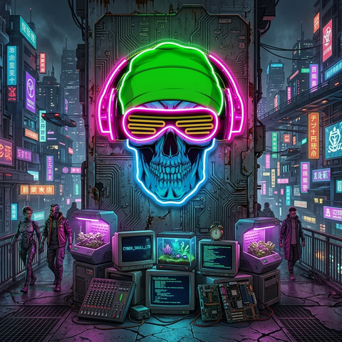 Headphone Skull LED Neon Sign Light Pop Art
