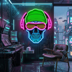 Headphone Skull LED Neon Sign Light Pop Art