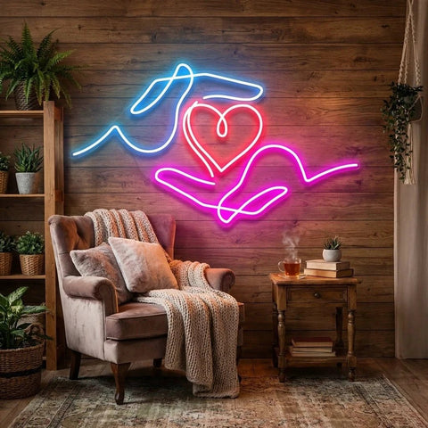Heart Hand Led Neon Sign Light