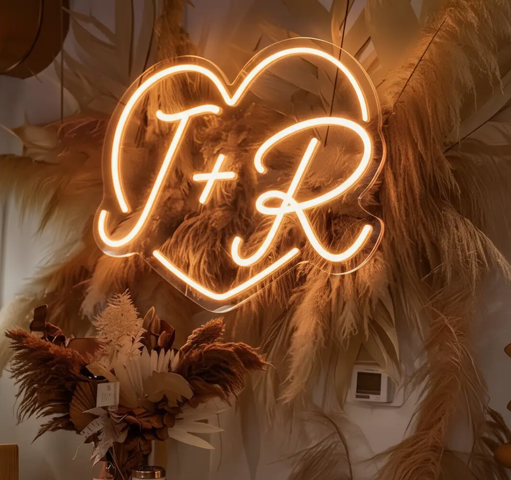 Heart with Letter Neon Sign