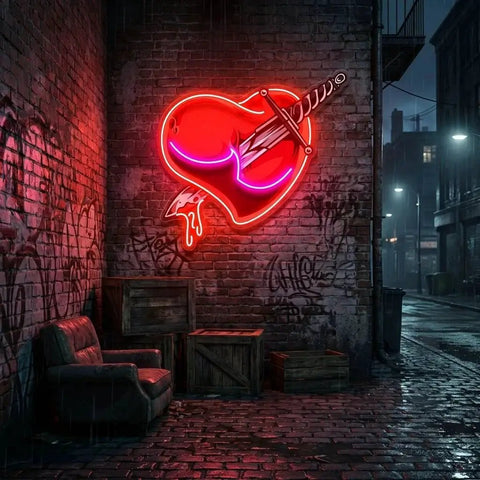 Heart Sword Artwork Led Neon Sign Light