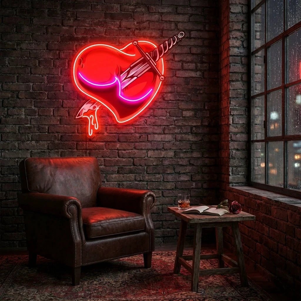 Heart Sword Artwork Led Neon Sign Light