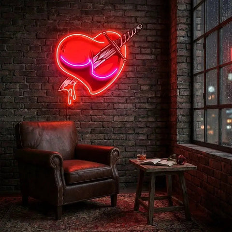 Heart Sword Artwork Led Neon Sign Light