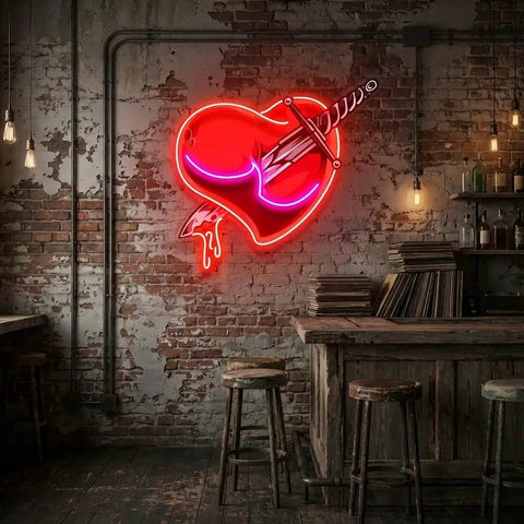 Heart Sword Artwork Led Neon Sign Light