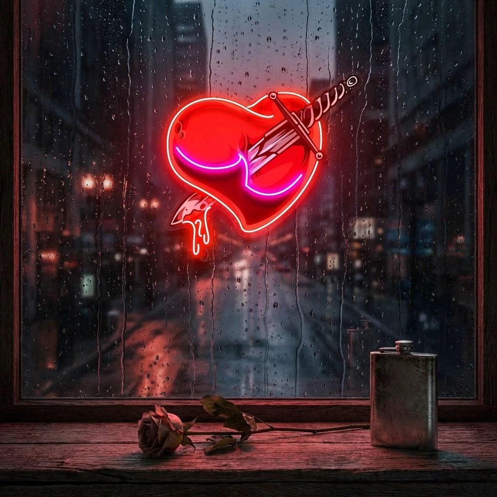 Heart Sword Artwork Led Neon Sign Light