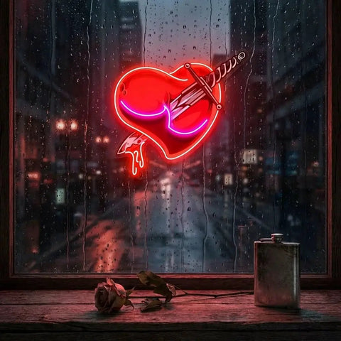 Heart Sword Artwork Led Neon Sign Light