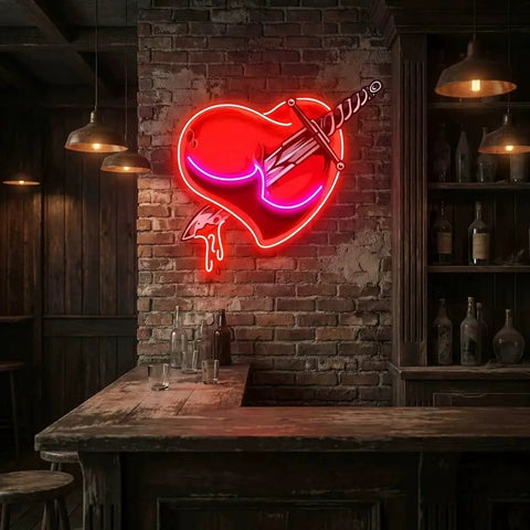Heart Sword Artwork Led Neon Sign Light