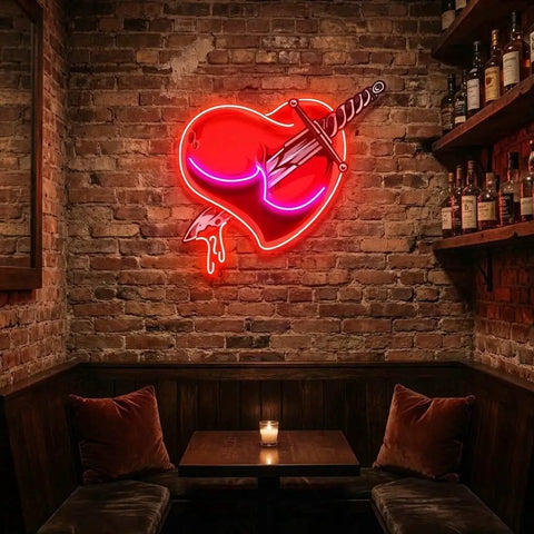 Heart Sword Artwork Led Neon Sign Light