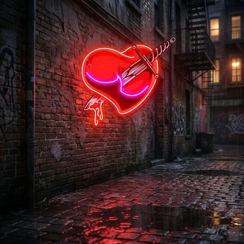 Heart Sword Artwork Led Neon Sign Light