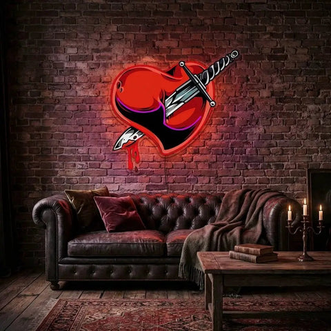 Heart Sword Artwork Led Neon Sign Light