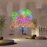 Hello Sunshine Neon Sign Summer Palm Tree Neon Sign - VN03 - Customneonstudio
