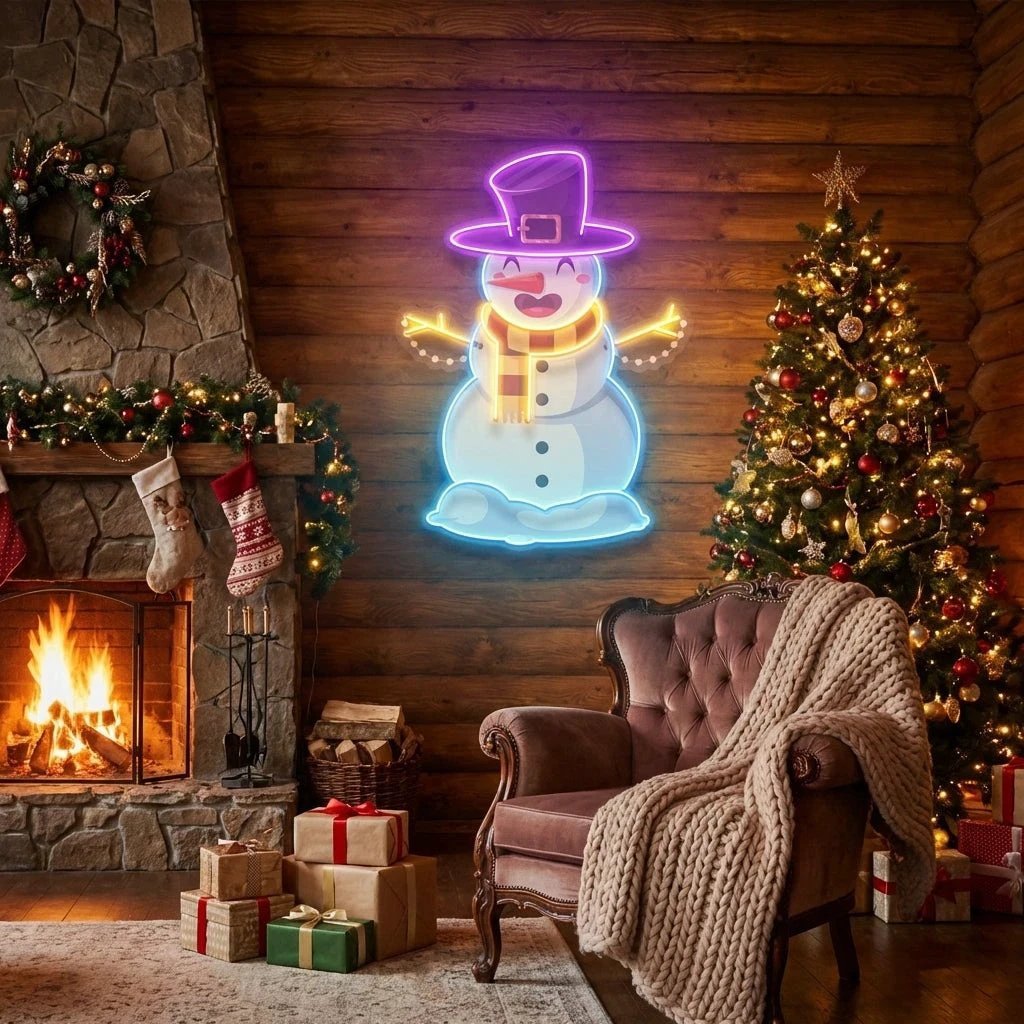 Hugging snowman Art Work Led Neon Sign Light