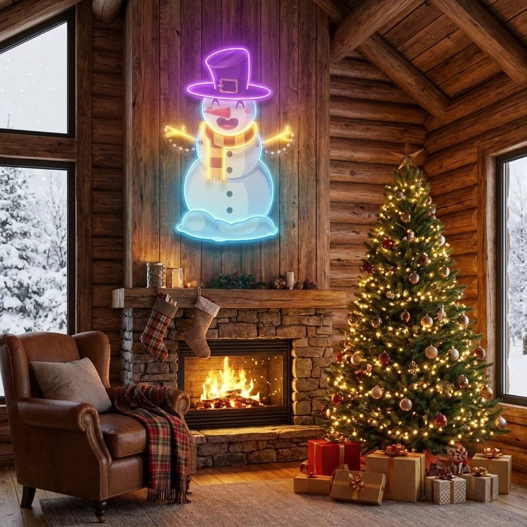 Hugging snowman Art Work Led Neon Sign Light