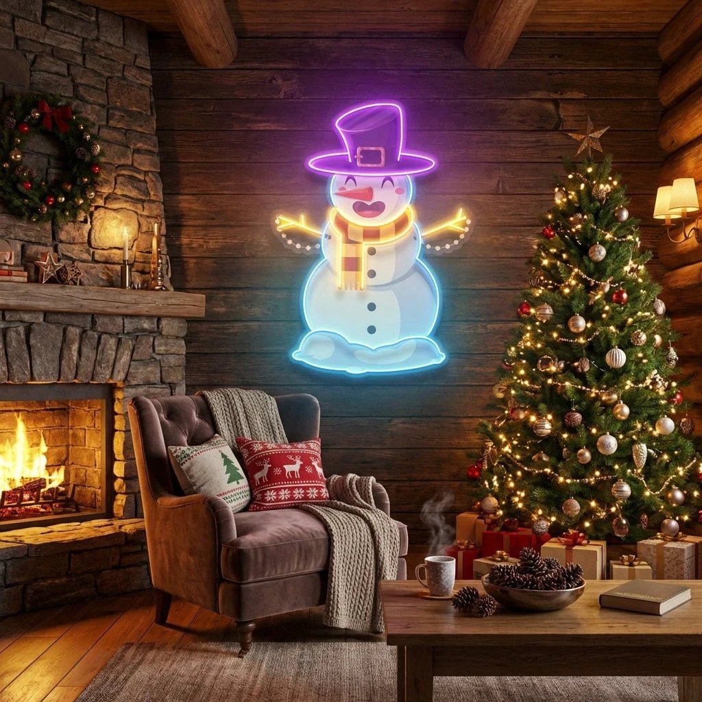 Hugging snowman Art Work Led Neon Sign Light