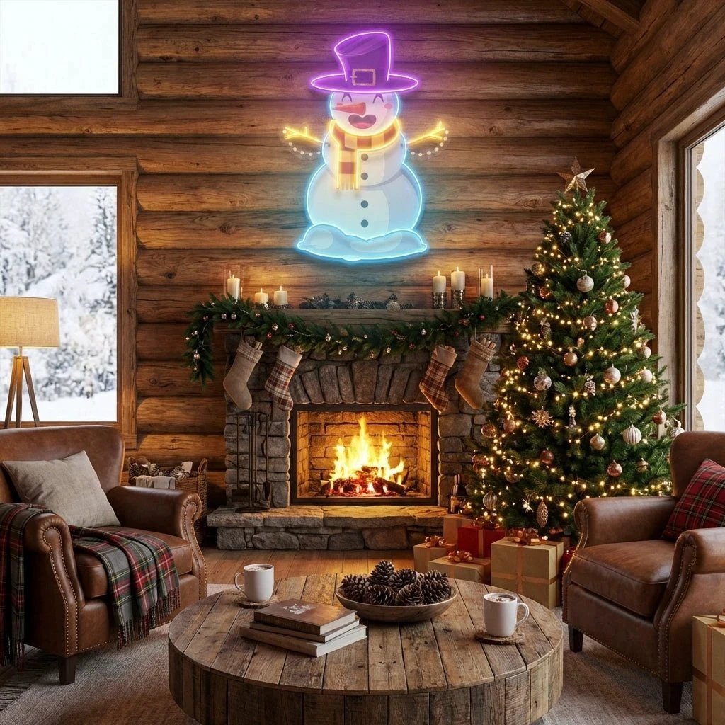 Hugging snowman Art Work Led Neon Sign Light