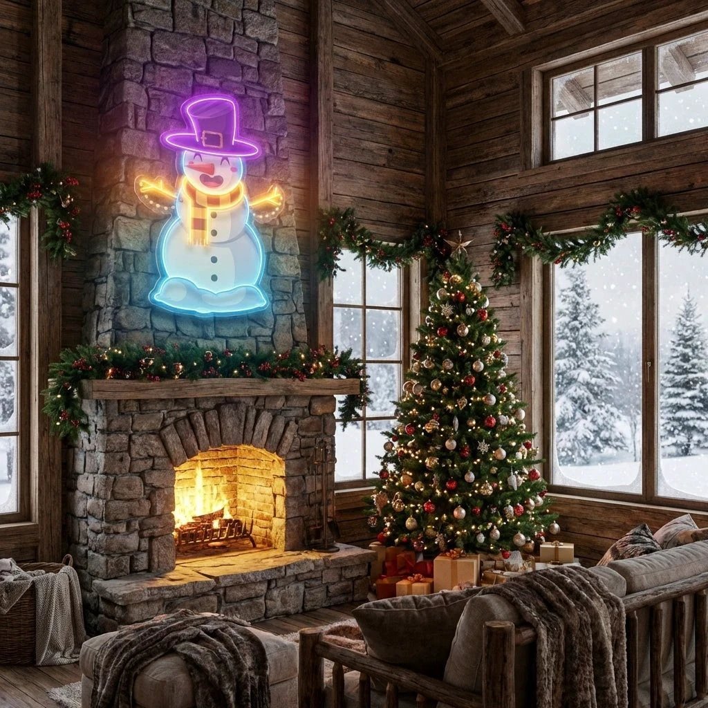 Hugging snowman Art Work Led Neon Sign Light