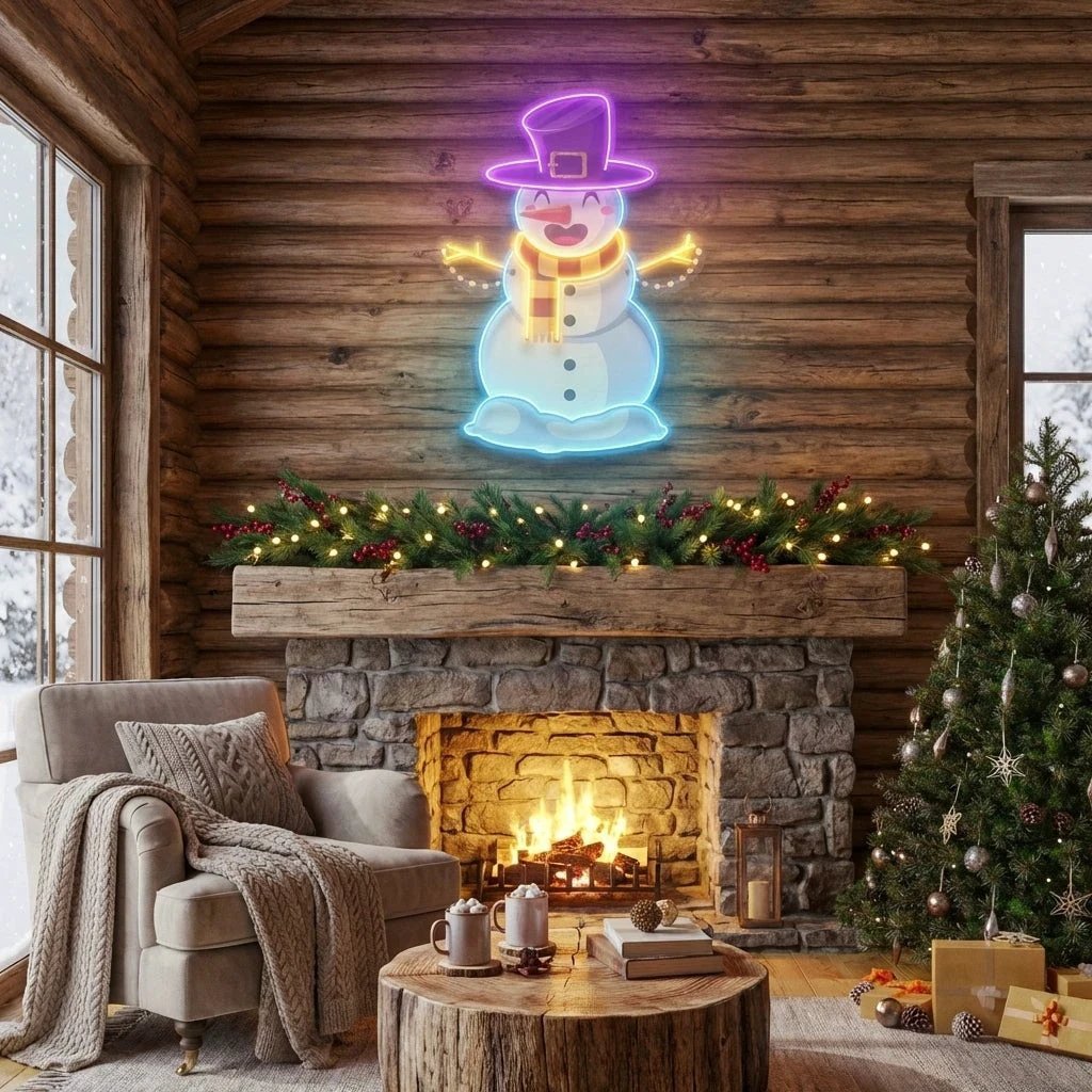 Hugging snowman Art Work Led Neon Sign Light