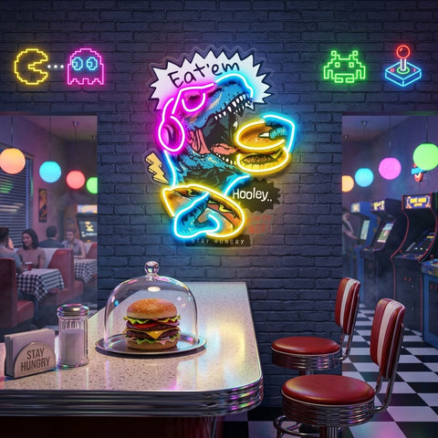 Hungry Dinosour LED Neon Sign Light Pop Art