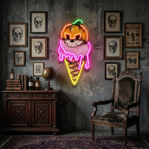 Ice Cream Skull LED Neon Sign Light Pop Art