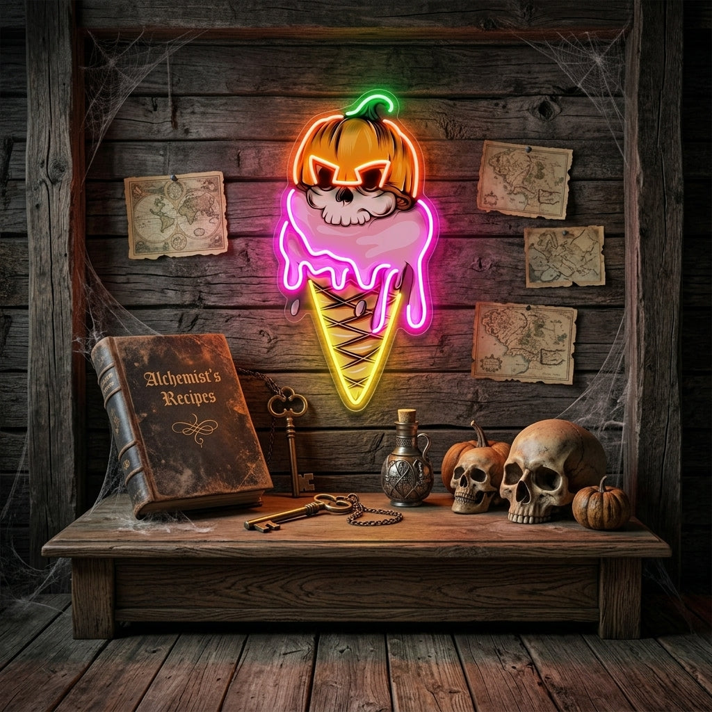 Ice Cream Skull LED Neon Sign Light Pop Art