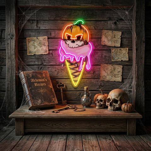 Ice Cream Skull LED Neon Sign Light Pop Art