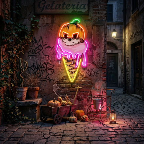 Ice Cream Skull LED Neon Sign Light Pop Art