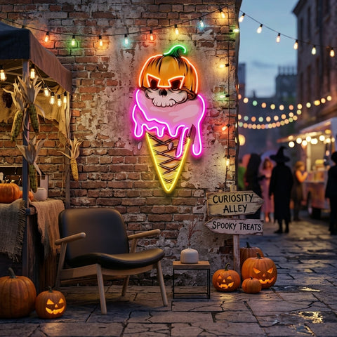 Ice Cream Skull LED Neon Sign Light Pop Art