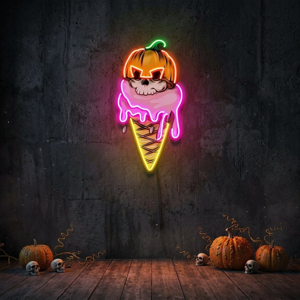 Ice Cream Skull LED Neon Sign Light Pop Art