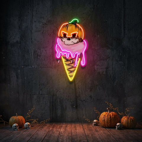 Ice Cream Skull LED Neon Sign Light Pop Art