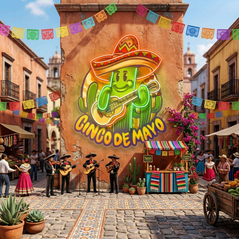 Inco De Mayo Cactus Mascot LED Neon Sign Light Pop Art