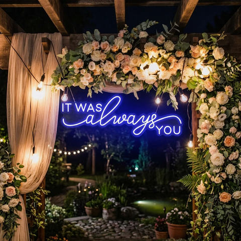 Neon Light Sign For Wedding, It Was Always You Neon Sign, Neon Last Name Sign Wedding