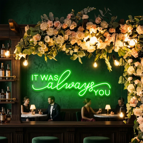Neon Light Sign For Wedding, It Was Always You Neon Sign, Neon Last Name Sign Wedding