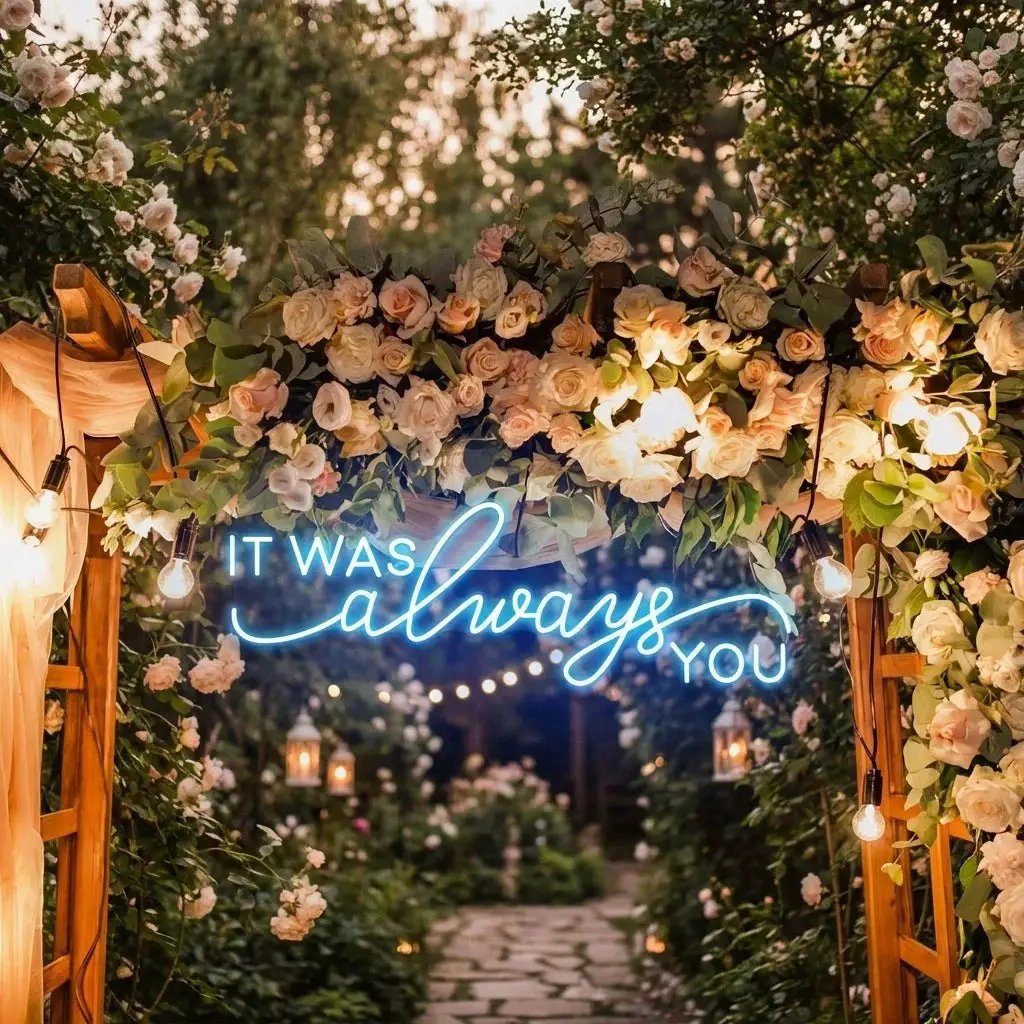 Neon Light Sign For Wedding, It Was Always You Neon Sign, Neon Last Name Sign Wedding