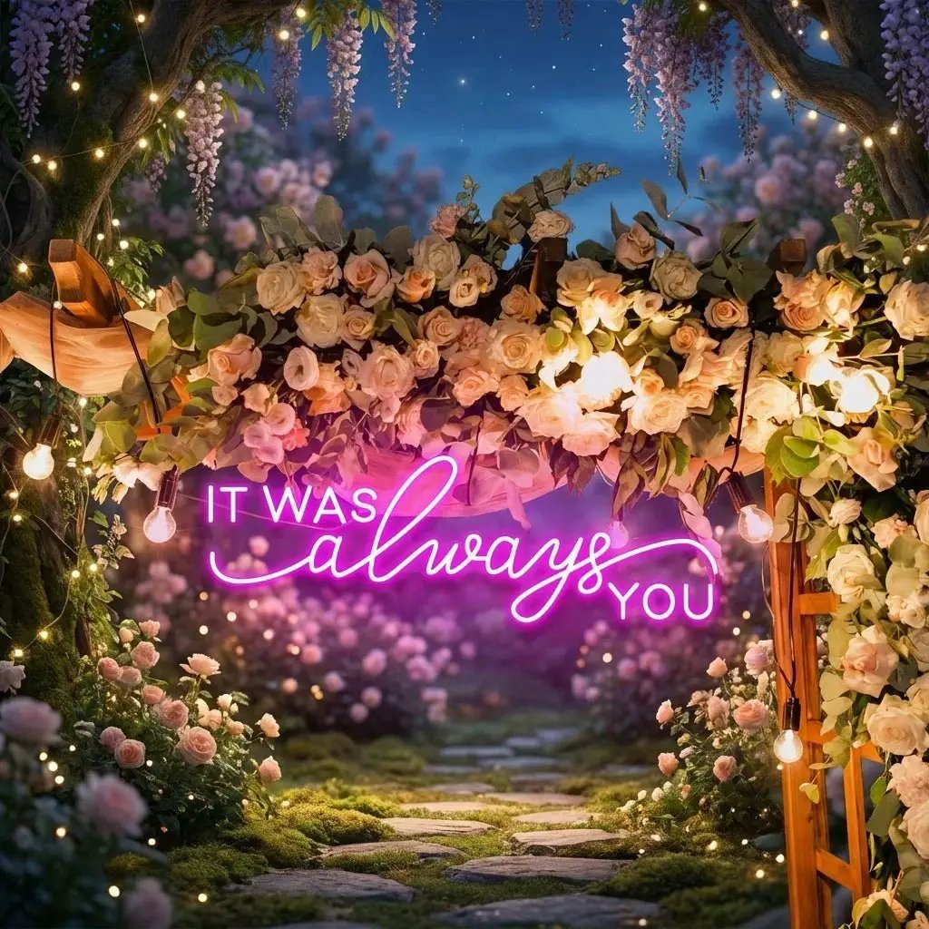 Neon Light Sign For Wedding, It Was Always You Neon Sign, Neon Last Name Sign Wedding
