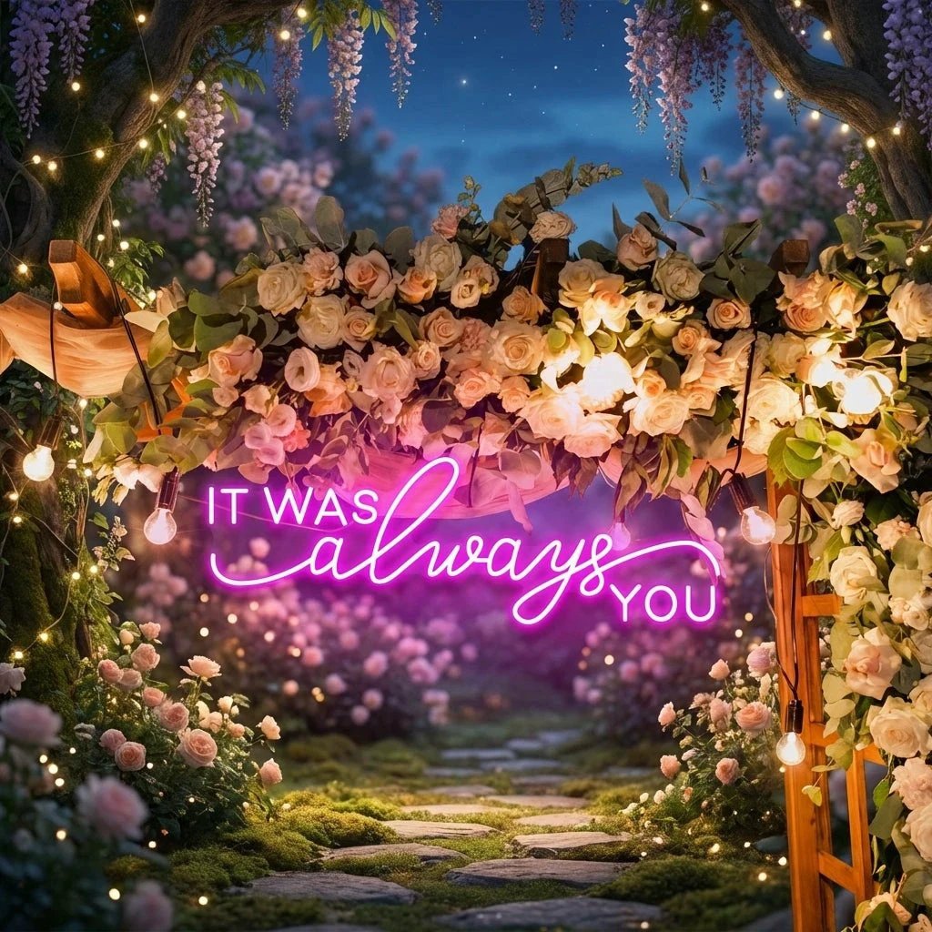Neon Light Sign For Wedding, It Was Always You Neon Sign, Neon Last Name Sign Wedding