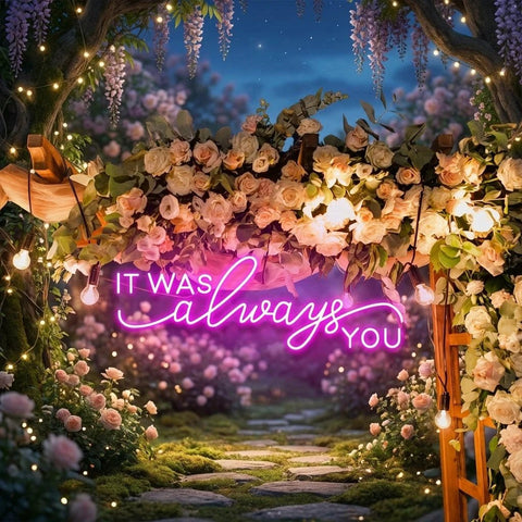 Neon Light Sign For Wedding, It Was Always You Neon Sign, Neon Last Name Sign Wedding